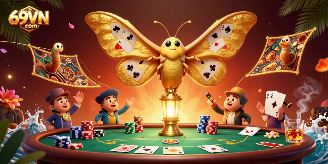 Win big at 69VN com with the vibrant casino scene featuring poker chips and colorful cards.