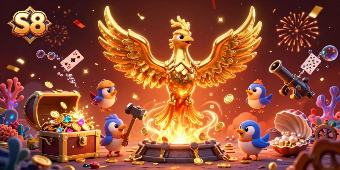 Spin to win big with S8's vivid underwater treasure hunt illustration.
