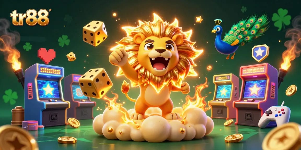 Spin the reels with tr88, a dynamic 3D casino scene featuring vibrant game elements.