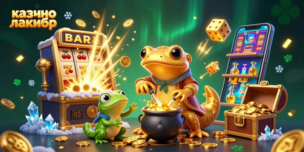 Experience the vibrant excitement of казино лакибир with a 3D illustration of unique gaming elements.