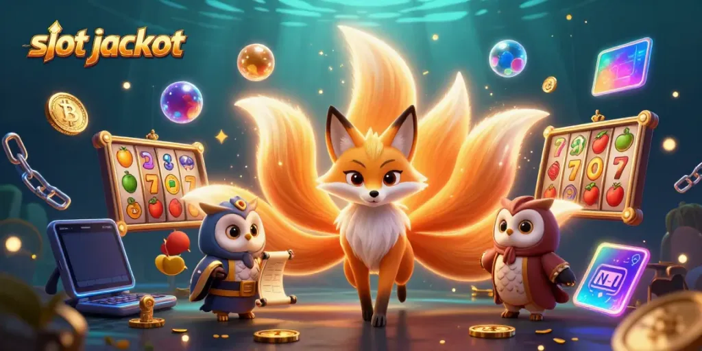 Experience an exciting slot jackpot with vibrant characters and elements in this immersive casino illustration.