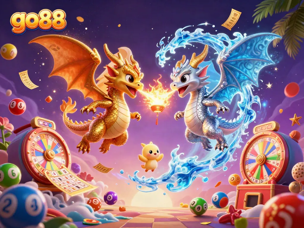 Engage in thrilling go88 gameplay with animated dragons and dynamic casino elements.