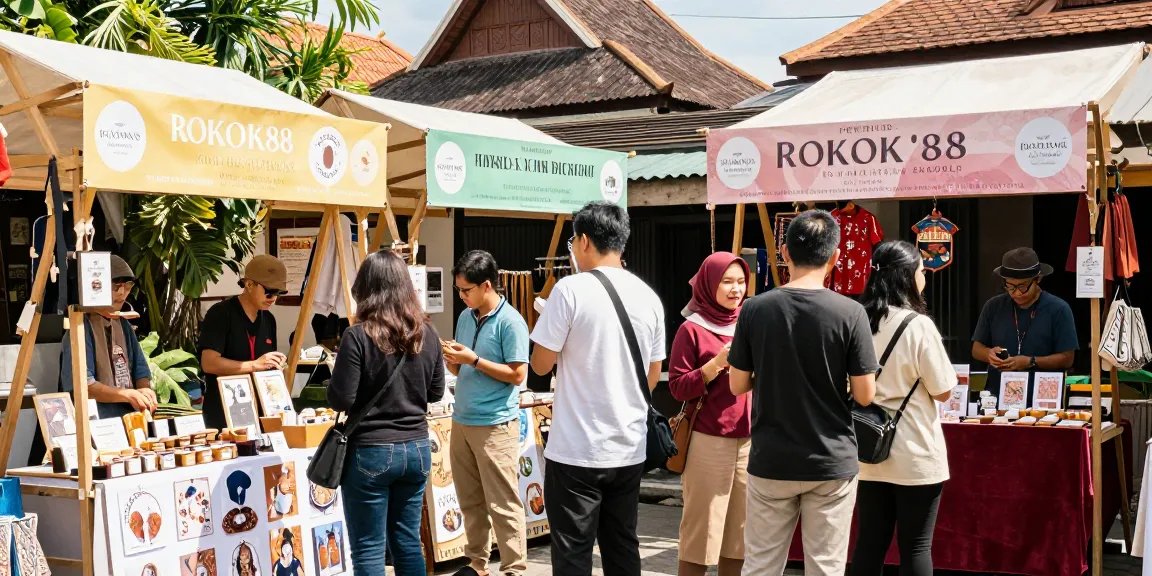 ROKOK88 supporting local artisans in a vibrant marketplace showcasing unique handmade crafts.