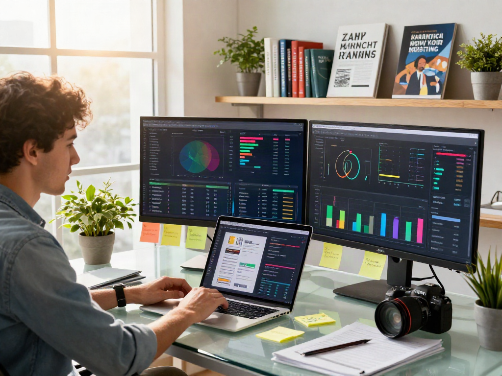 Crush on innovative marketing strategies showcased in a vibrant workspace with data analysis.