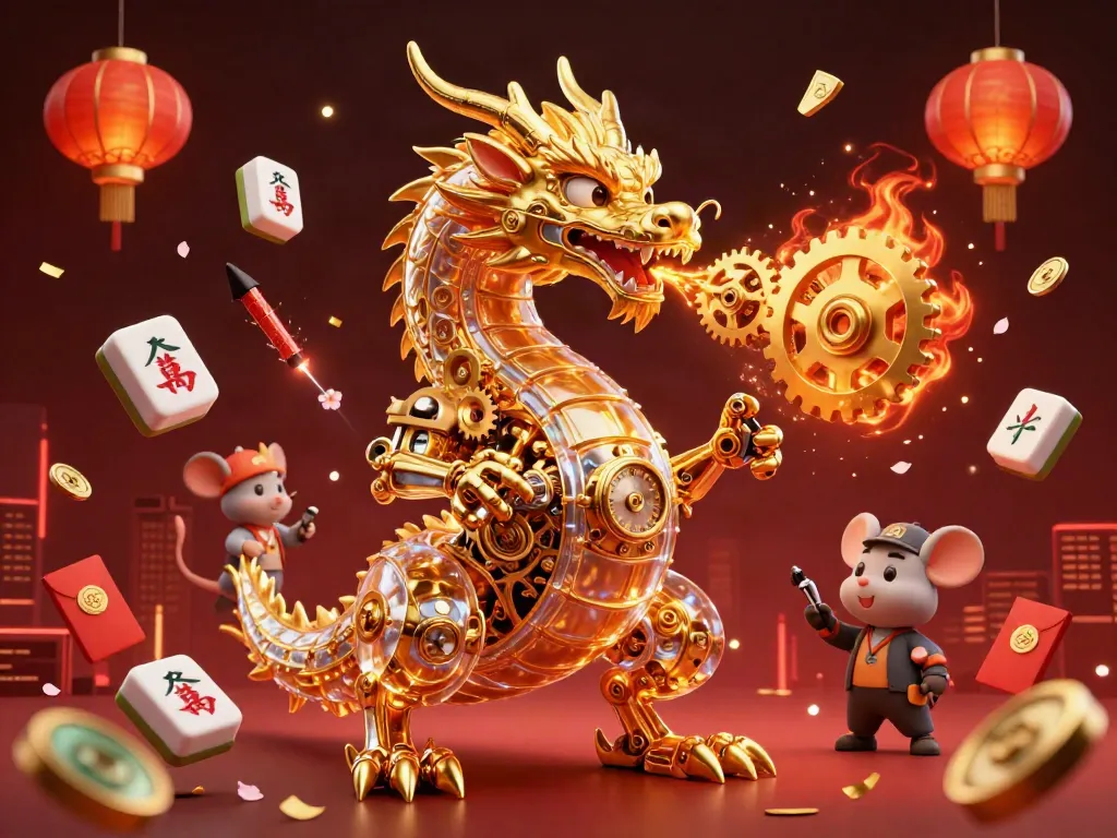 Engage with the gaming excitement at au88 featuring a biomechanical dragon and vibrant casino elements.