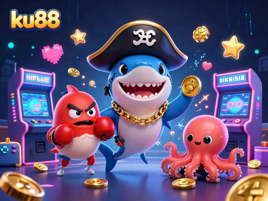ku88 enhances your gaming experience with vibrant casino-themed characters and a lively atmosphere.